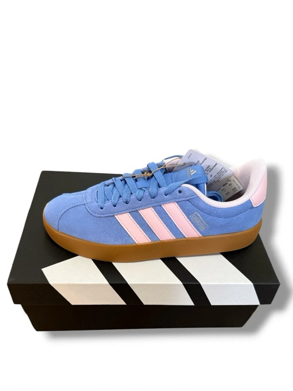 NEW Adidas VL Court 3.0 Blue/Pink Suede Sneakers Women’s Size 8 - Picture 4 of 8